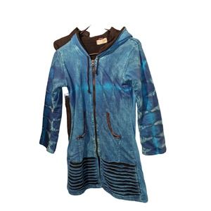 The collection royal, long full zip raw rip sweatshirt, tye dye, hippie, unique